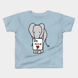 Elephant says Be Mine on Valentines Day Kids T-Shirt